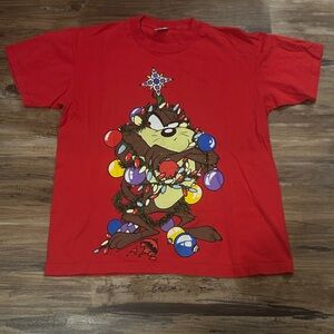 Vintage 1994 Looney Tunes Tazmanian Devil Christmas Tee Large